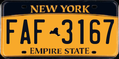 NY license plate FAF3167