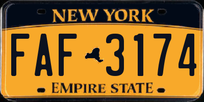 NY license plate FAF3174