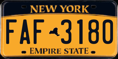NY license plate FAF3180