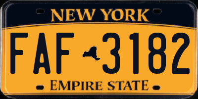 NY license plate FAF3182