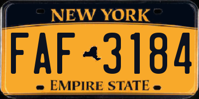 NY license plate FAF3184