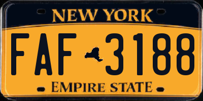 NY license plate FAF3188