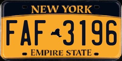 NY license plate FAF3196
