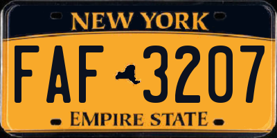 NY license plate FAF3207