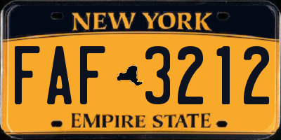 NY license plate FAF3212