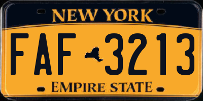 NY license plate FAF3213