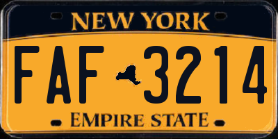 NY license plate FAF3214