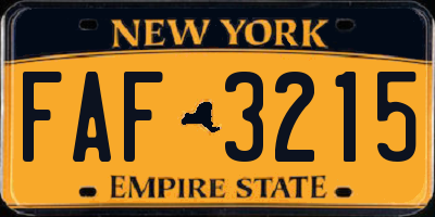 NY license plate FAF3215