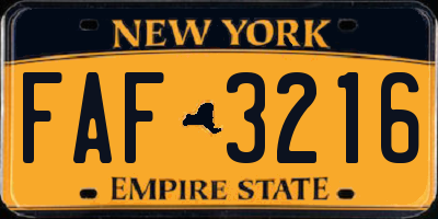 NY license plate FAF3216