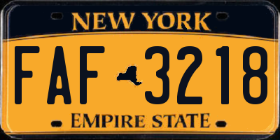 NY license plate FAF3218