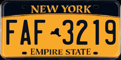 NY license plate FAF3219