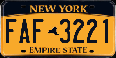 NY license plate FAF3221