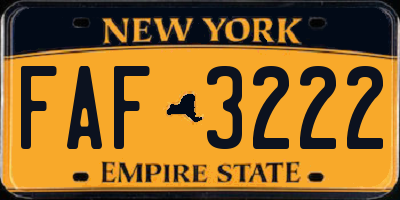 NY license plate FAF3222