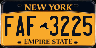 NY license plate FAF3225