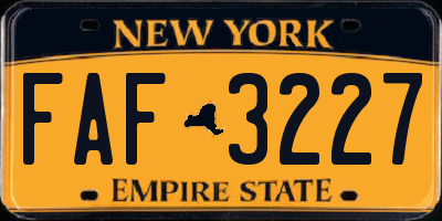 NY license plate FAF3227