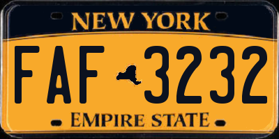 NY license plate FAF3232