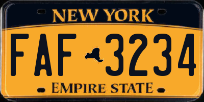 NY license plate FAF3234