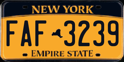 NY license plate FAF3239