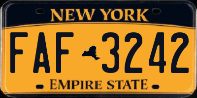 NY license plate FAF3242