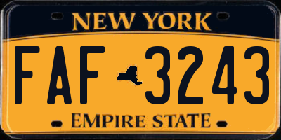 NY license plate FAF3243