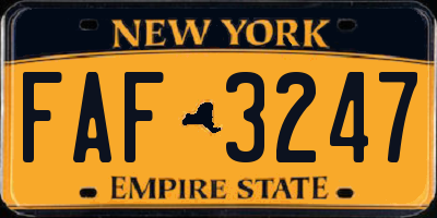 NY license plate FAF3247