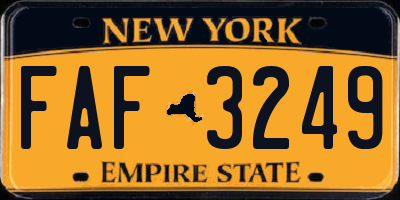 NY license plate FAF3249