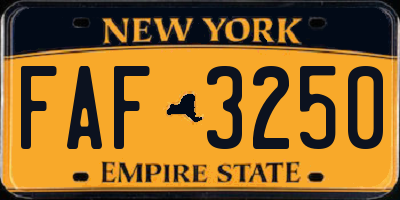 NY license plate FAF3250