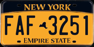 NY license plate FAF3251