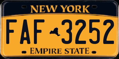 NY license plate FAF3252