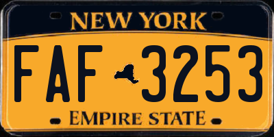 NY license plate FAF3253