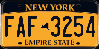 NY license plate FAF3254