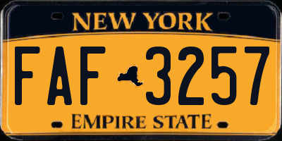 NY license plate FAF3257