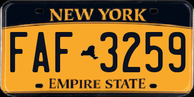 NY license plate FAF3259