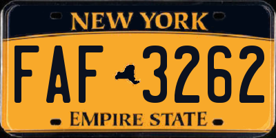 NY license plate FAF3262