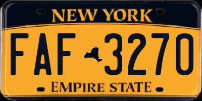 NY license plate FAF3270