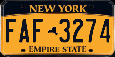 NY license plate FAF3274