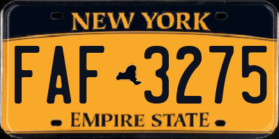 NY license plate FAF3275