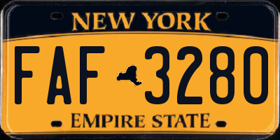 NY license plate FAF3280