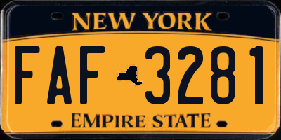 NY license plate FAF3281