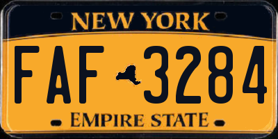 NY license plate FAF3284