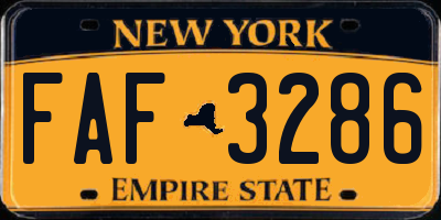 NY license plate FAF3286