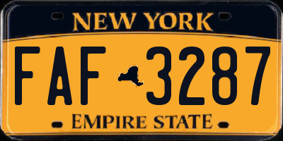 NY license plate FAF3287