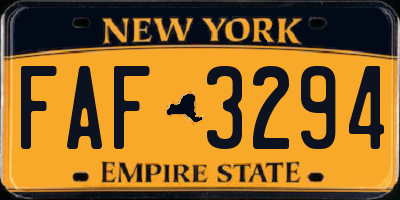 NY license plate FAF3294