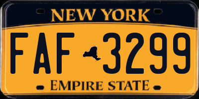 NY license plate FAF3299