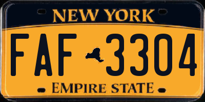 NY license plate FAF3304