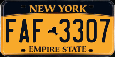 NY license plate FAF3307