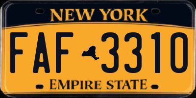 NY license plate FAF3310