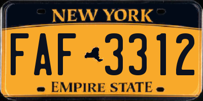 NY license plate FAF3312