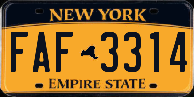 NY license plate FAF3314