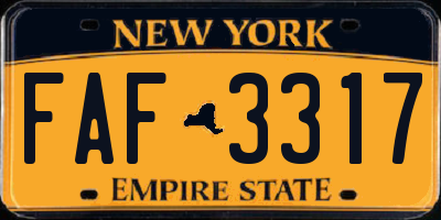 NY license plate FAF3317